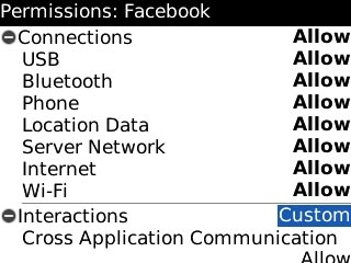 Highlight the drop down list next to Interactions and press the Navigation key.