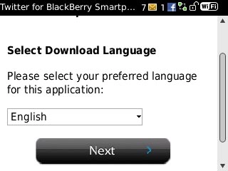 Highlight the drop down list below Select Download Language and press the Navigation key.