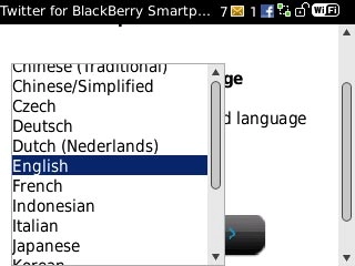 Highlight the required language and press the Navigation key.