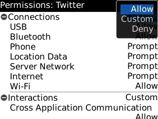 Scroll to Allow and press the Navigation key.