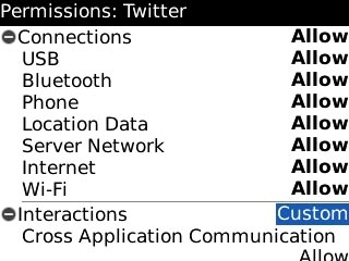 Highlight the drop down list next to Interactions and press the Navigation key.