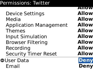 Highlight the drop down list next to User Data and press the Navigation key.
