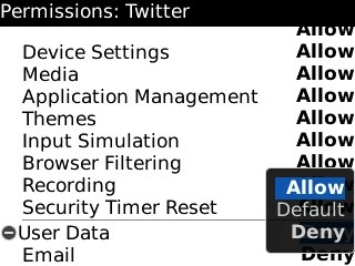 Scroll to Allow and press the Navigation key.