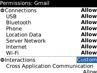 Highlight the drop down list next to Interactions and press the Navigation key.