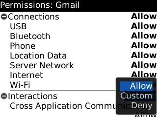 Scroll to Allow and press the Navigation key.