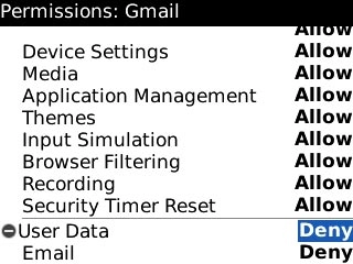 Highlight the drop down list next to User Data and press the Navigation key.