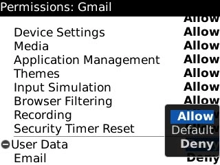 Scroll to Allow and press the Navigation key.