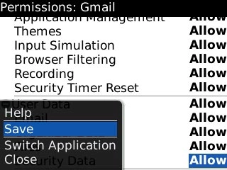 Scroll to Save and press the Navigation key.Gmail is downloaded and installed.