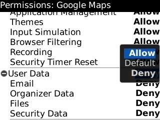 Scroll to Allow and press the Navigation key.