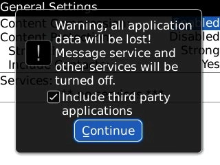Scroll to Continue and press the Navigation key.