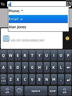 A picture message containing the picture or video clip is created.Key in the first letters of the required contact.Matching contacts are displayed.Press the required contact.