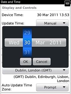 Slide the numbers up or down to set the date.