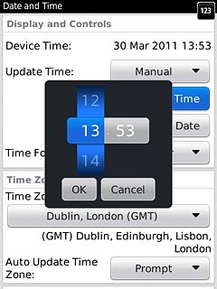 Slide the numbers up or down to set the time.