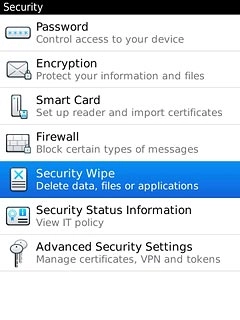 Press Security Wipe.