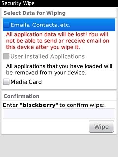 Press Emails, Contacts, etc., User Installed Applications and Media Card.
