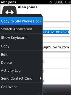 Press Copy to SIM Phone Book.