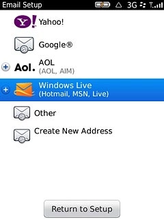 If you select Windows Live or AOL: