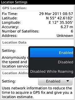 Press Enabled, Disabled or Disabled While Roaming.