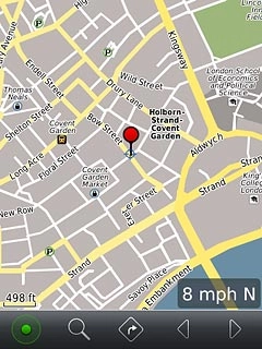 The selected destination is displayed as a point on the map.