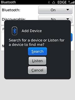 Press Search.Your phone now searches for devices and after a moment, a list of Bluetooth devices within range is displayed.