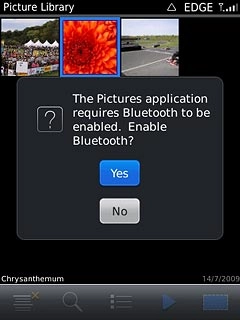 If required, press Yes to turn on Bluetooth.