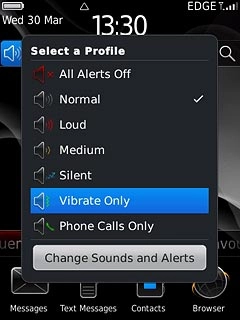 To turn on vibration:Press Vibrate Only.