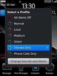 To turn off vibration:Press another profile than Vibrate Only.