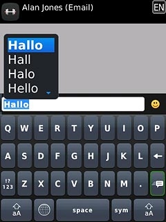 Press the required word to insert it.