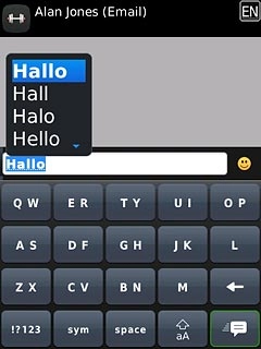 Press the required word to insert it.