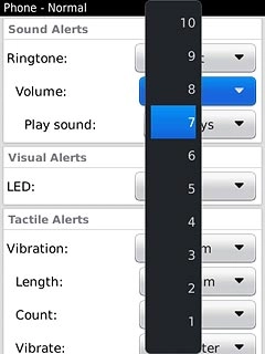 Press the required ring volume.
