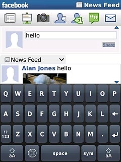 Key in the required status update and press Share.