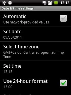 Press Automatic to turn automatic date and time update on or off.