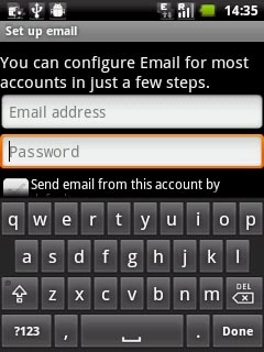 Press Password and key in the password for your email account.