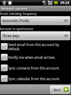 Press Email checking frequency.