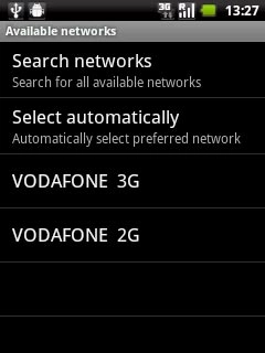 After a moment your phone searches for networks within range.Press Select automatically.