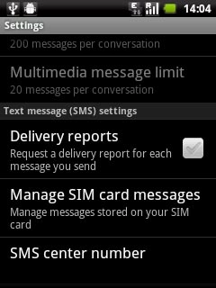 Press SMS center number.