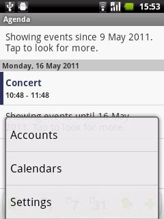 Press Settings.Follow the instructions on the display to select the required settings for the calendar.