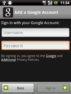 Press Password and key in the password for your Google account.