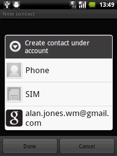 Press Phone, SIM or the required email account.