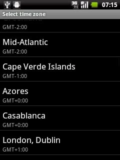 Press the required time zone.