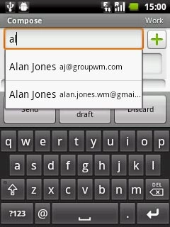 An email message containing the picture or video clip is created.Key in the first letters of the required contact.Matching contacts are displayed.Press the required contact.