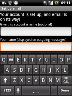 Press the field below Your name (displayed on outgoing messages) and key in the required sender name.