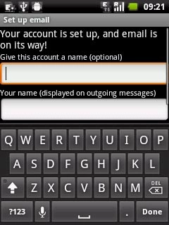 Press the field below Give this account a name (optional) and key in a name for your email account (such as Private or Work).