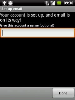 Press the field below Give this account a name (optional) and key in the required name of the email account.