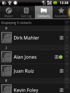 Press the Contacts tab.