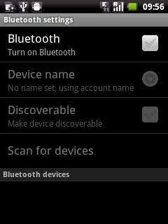 Press Bluetooth to turn on Bluetooth.