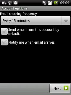 Press the drop down list below Email checking frequency.