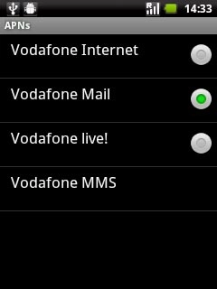 Press the field next to Vodafone Mail to fill in the field.