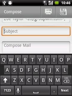 Press Subject.Key in a subject for the email message.