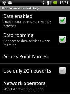 Press Use only 2G networks to turn the function on or off.